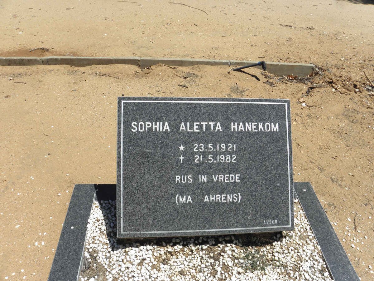HANEKOM Sophia Aletta 1921-1982