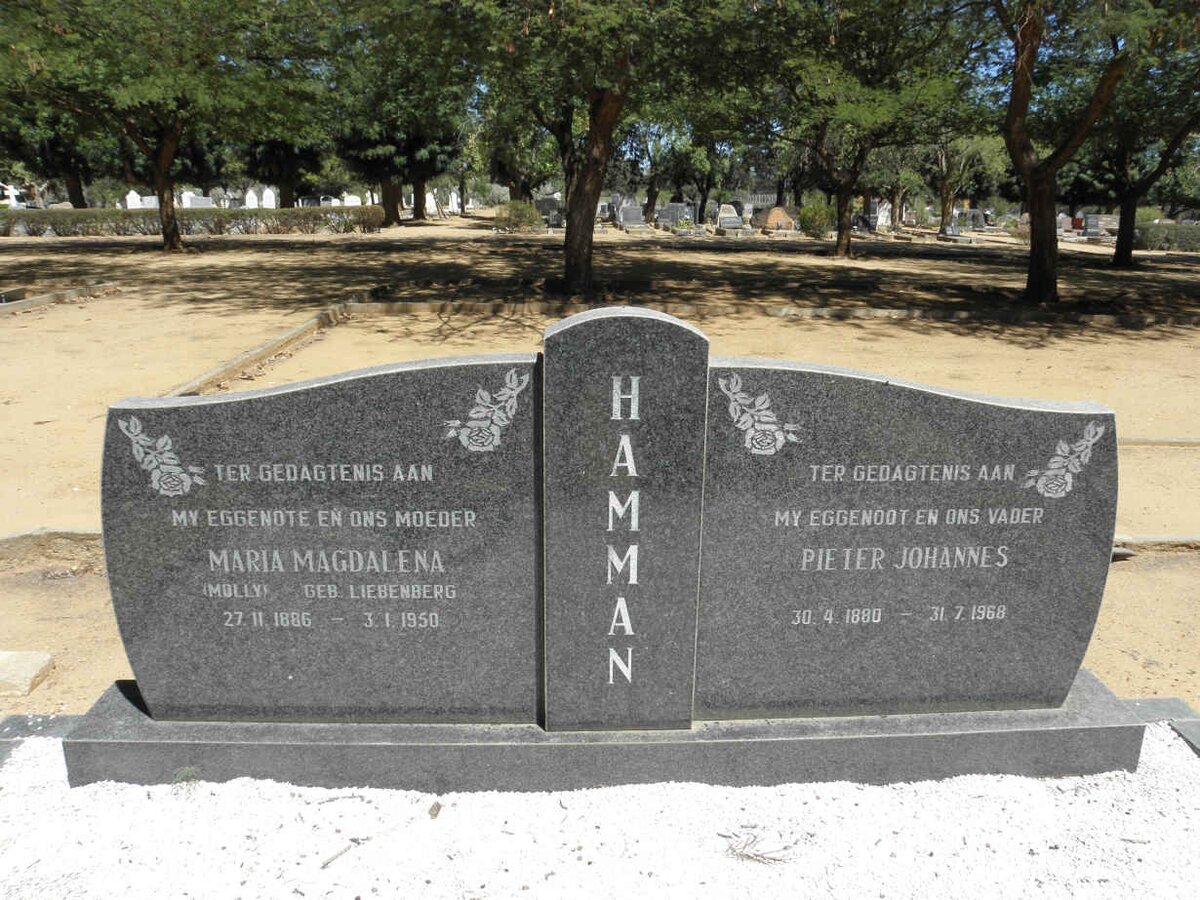 HAMMAN Pieter Johannes 1880-1968 &amp; Maria Magdalena LIEBENBERG 1886-1950