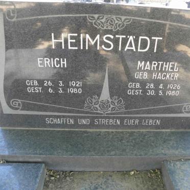 HEIMSTÄDT Erich 1921-1980 &amp; Marthel HACKER 1926-1980
