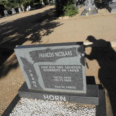 HORN Francois Nicolaas 1919-1989