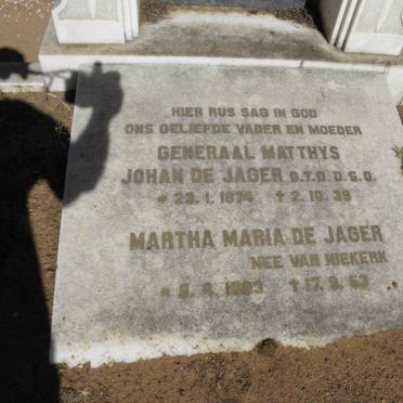JAGER Matthys Johan, de 1874-1939 &amp; Martha Maria VAN NIEKERK 1883-1953