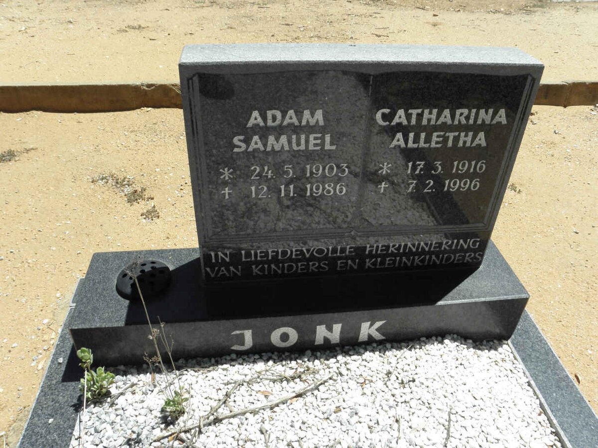 JONK Adam Samuel 1903-1986 &amp; Catharina Alletha 1916-1996