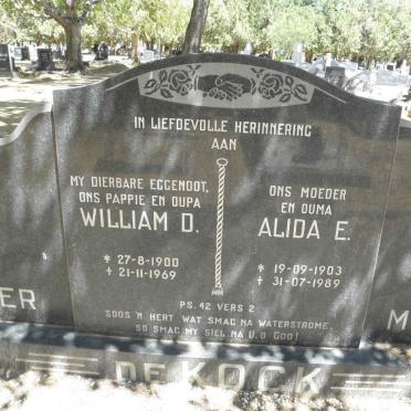 KOCK William D., de 1900-1969 &amp; Alida E. 1903-1989