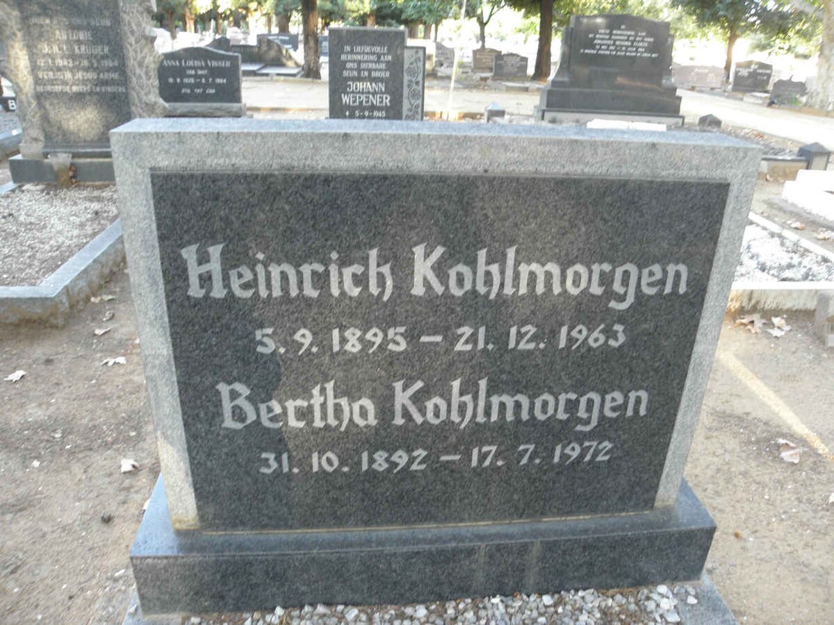 KOHLMORGEN Heinrich 1895-1963 &amp; Bertha 1892-1972
