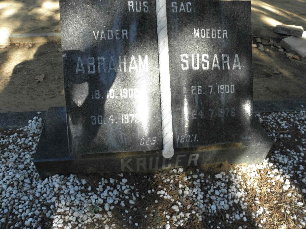 KRUGER Abraham 1902-1979 &amp; Susara 1900-1976