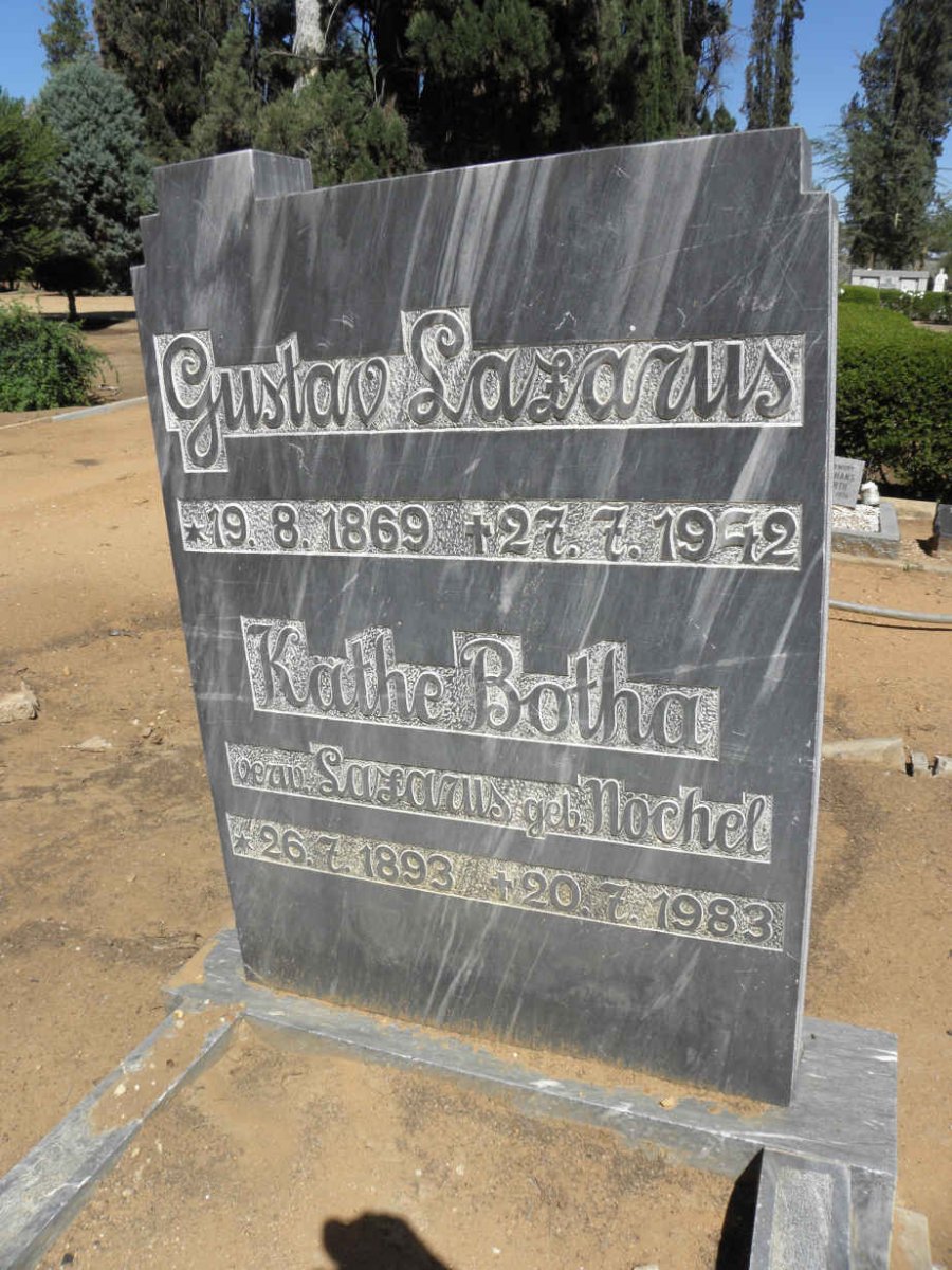 LAZARUS Gustav 1869-1942 :: BOTHA Käthe voorheen LAZARUS nee NÖCHEL 1893-1983