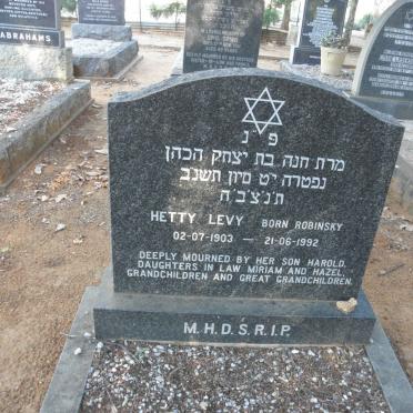LEVY Hetty nee ROBINSKY 1903-1992