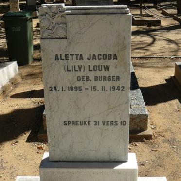 LOUW Aletta Jacoba nee BURGER 1895-1942
