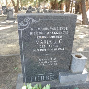 LUBBE Maria J.C. nee JANZEN 1921-1973