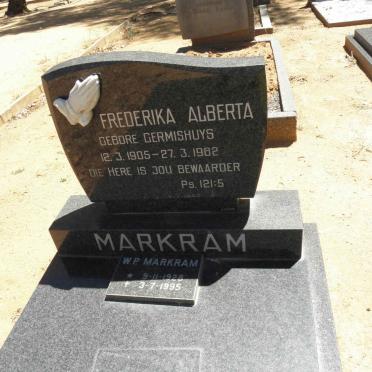 MARKRAM Frederika Alberta nee GERMISHUYS 1905-1982 :: MARKRAM W.P. 1928-1995
