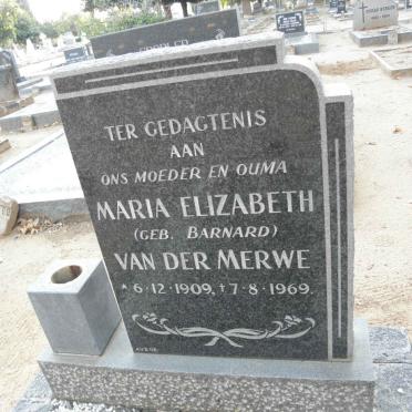 MERWE Maria Elizabeth, van der nee BARNARD 1909-1969