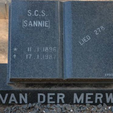 MERWE S.C.S., van der 1896-1987