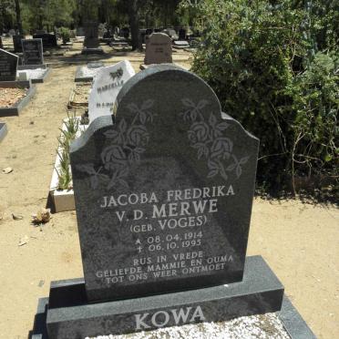 MERWE Jacoba Fredrika, v.d. nee VOGES 1914-1995