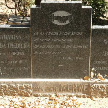MERWE Willem Adriaan, van der 1867-1948 &amp; Catharina Jacoba Fredrika JURGENS 1868-1947