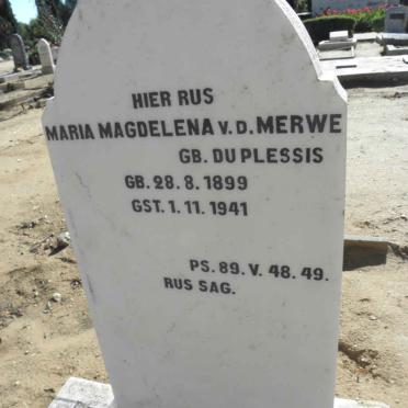 MERWE Maria Magdelena, v.d. nee DU PLESSIS 1899-1941