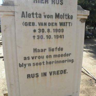 MOLTKE Aletta, von nee VAN DER WATT 1909-1941