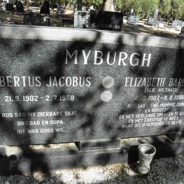 MYBURGH Albertus Jacobus 1902-1968 &amp; Elizabeth Barbara WILSNACH 1907-1986