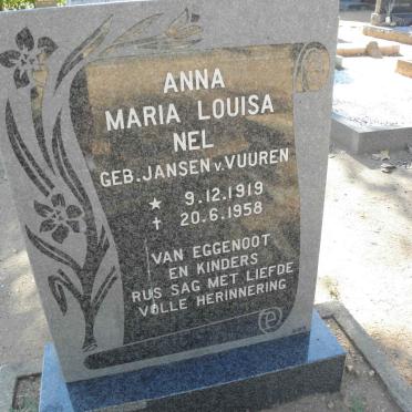 NEL Anna Maria Louisa nee JANSEN V. VUUREN 1919-1958
