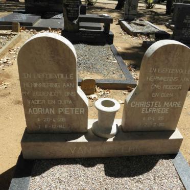 NIEKERK Adrian Pieter, van 1928-1984 &amp; Christel Marie Elfriede 1925-1990