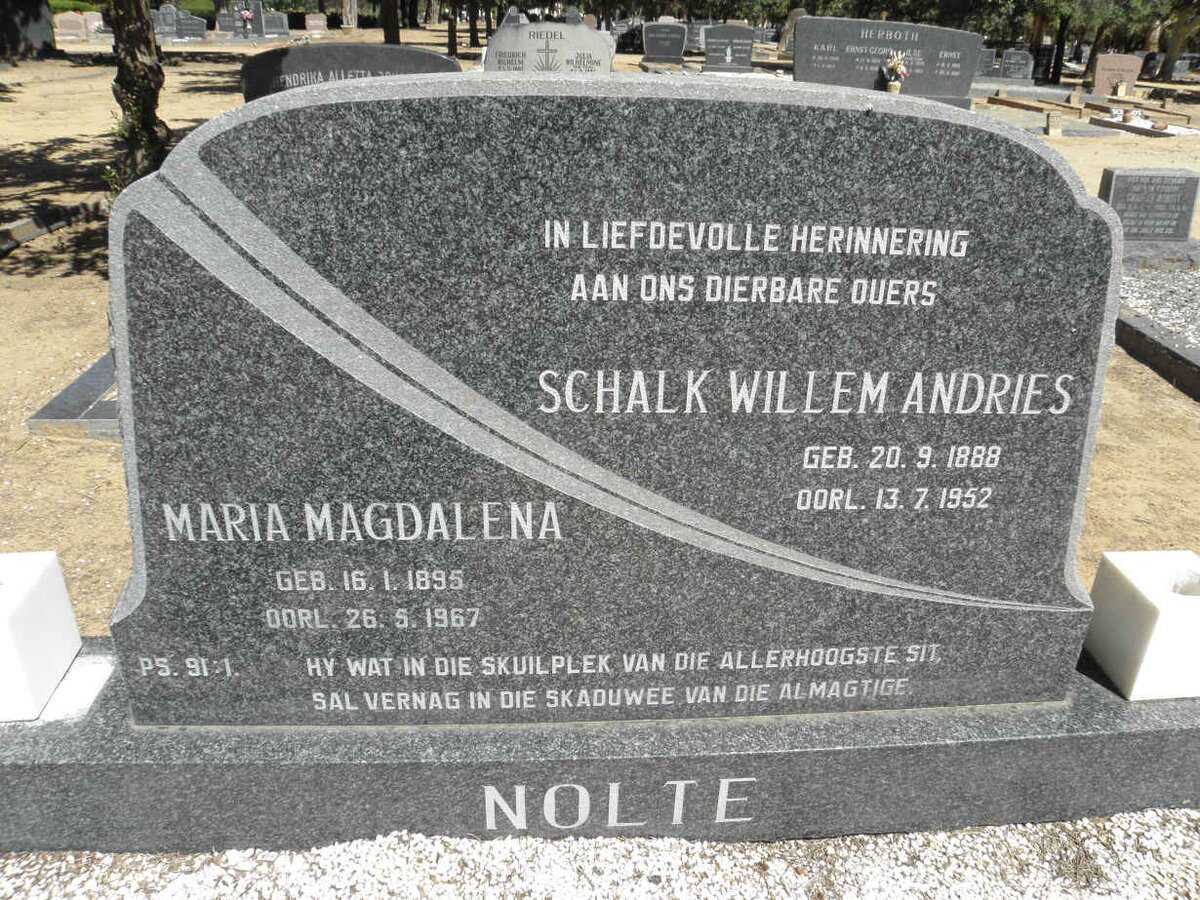 NOLTE Schalk Willem Andries 1888-1952 &amp; Maria Magdalena 1895-1967
