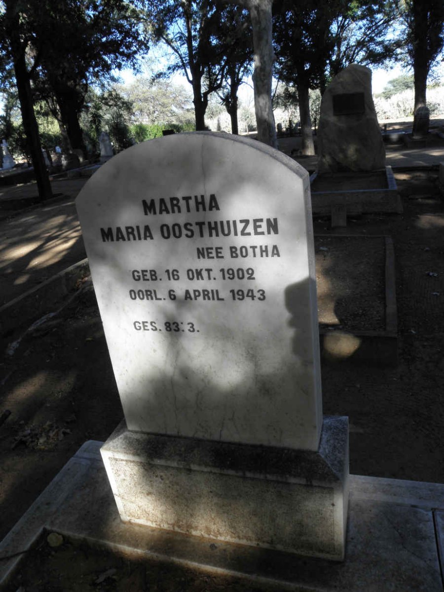 OOSTHUIZEN Martha Maria nee BOTHA 1902-1943