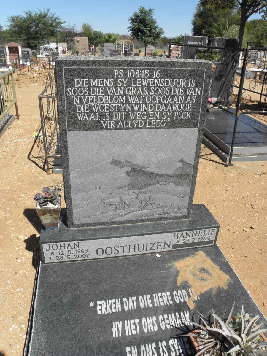 OOSTHUIZEN Johan 1965-2007 &amp; Hannelie 1964-