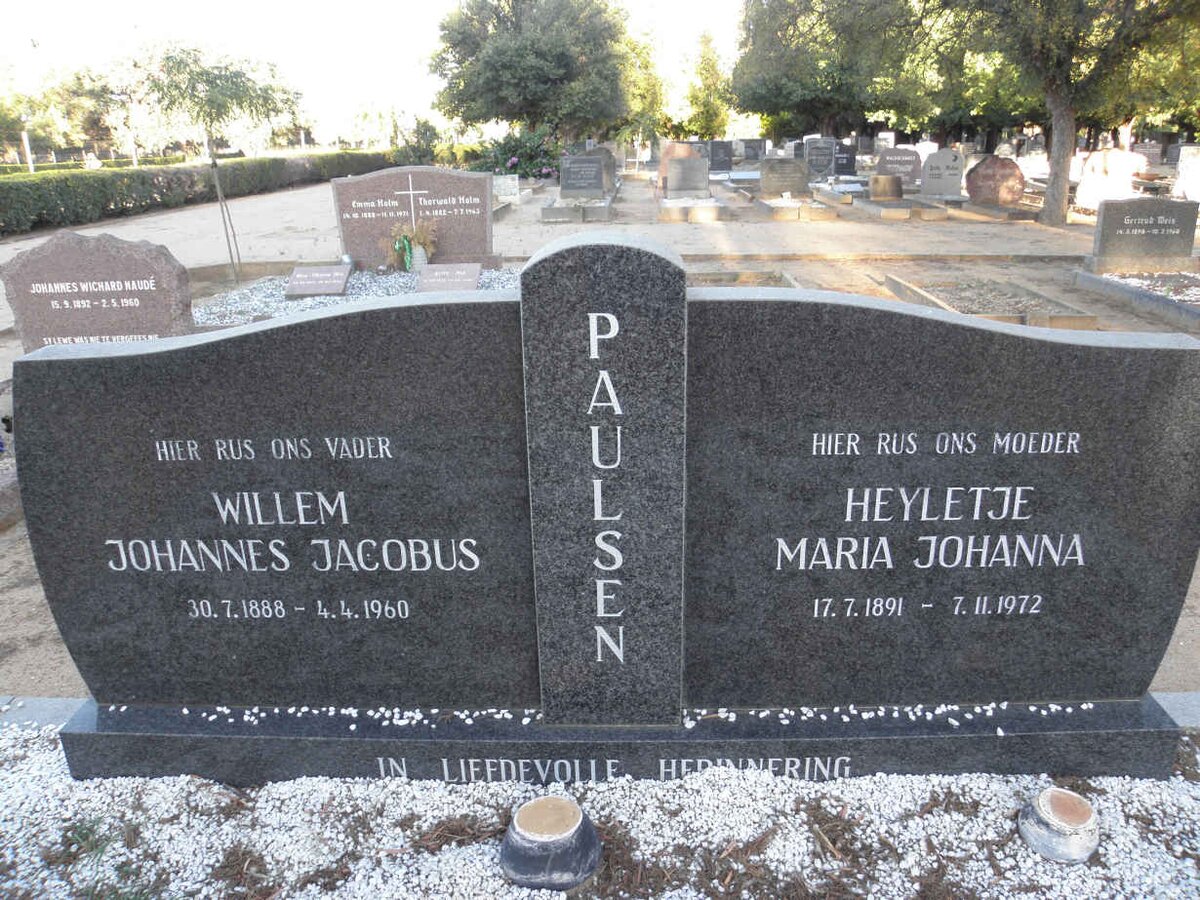 PAULSEN Willem Johannes Jacobus 1888-1960 &amp; Heyletje Maria Johanna 1891-1972