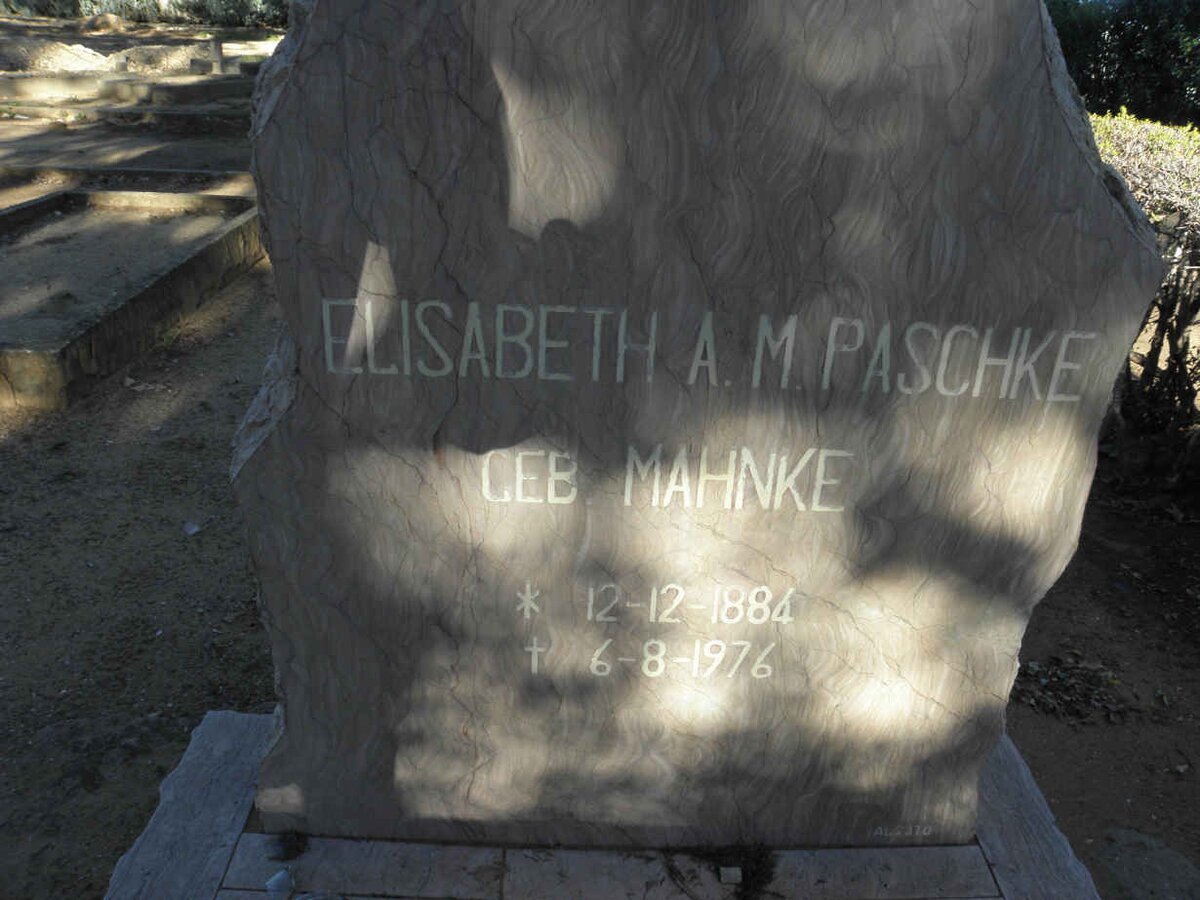 PASCHKE Elisabeth A.M. nee MAHNKE 1884-1976