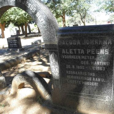 PEENS H.J.G. 1900-1955 &amp; Jacoba Johanna Aletta voorheen MEYER nee MARTINS 1890-1963