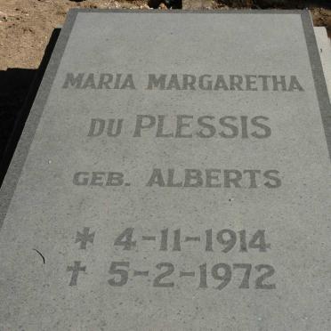 PLESSIS Maria Margaretha, du nee ALBERTS 1914-1972