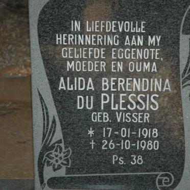 PLESSIS Alida Berendina, du nee VISSER 1918-1980