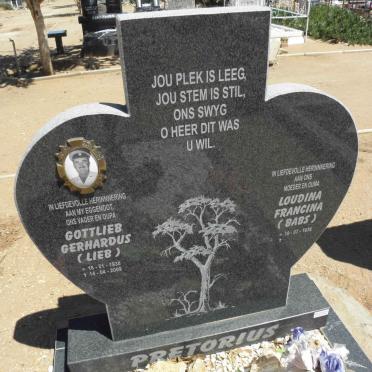 PRETORIUS Gottlieb Gerhardus 1938-2009 &amp; Loudina Francina 1938-