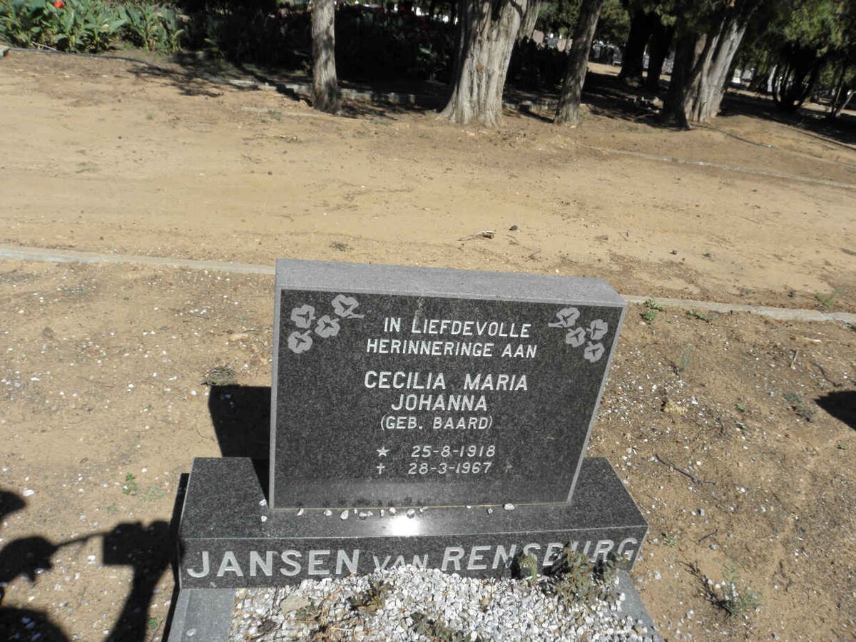 RENSBURG Cecilia Maria Johanna, jansen van nee BAARD 1918-1967
