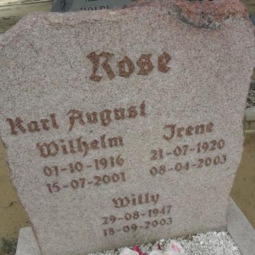 ROSE Karl August Wilhelm 1916-2001 &amp; Irene 1920-2003 :: ROSE Willy 1947-2003