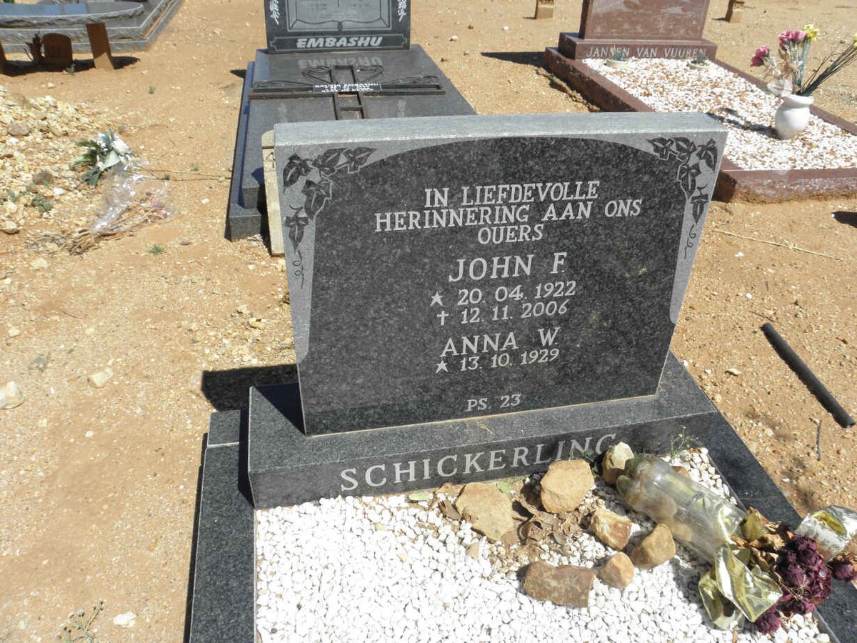 SCHICKERLING Johan F. 1922-2006 &amp; Anna W. 1929-