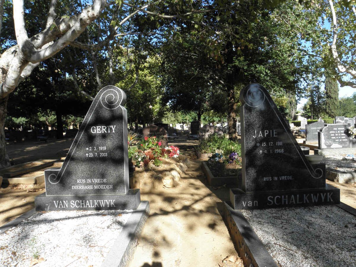 SCHALKWYK Japie, van 1911-1966 &amp; Gerty 1919-2003