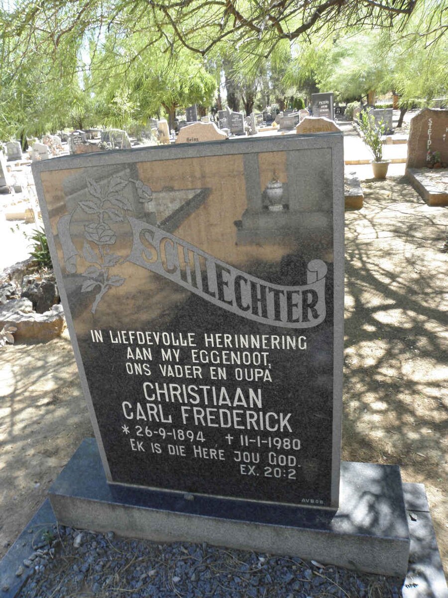 SCHLECHTER Christiaan Carl Frederick 1894-1980