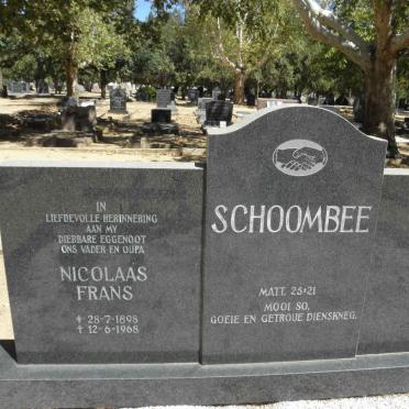 SCHOOMBEE Nicolaas Frans 1898-1968