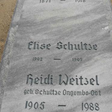 SCHULTZE Hermann 1871-1918 :: SCHULTZE Elise 1902-1905 :: WEITZEL Heidi nee SCHULTZE 1905-1988