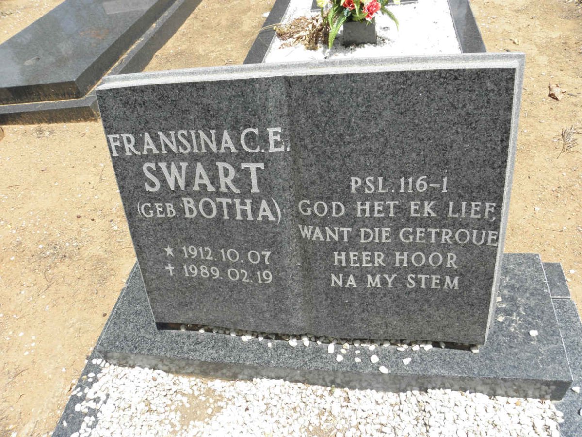 SWART Fransina C.E. nee BOTHA 1912-1989