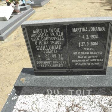 TOIT Guilluame, du 1924-1995 &amp; Martina Johanna 1934-2004