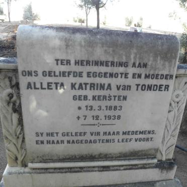 TONDER Aletta Katrina, van nee KERSTEN 1883-1938