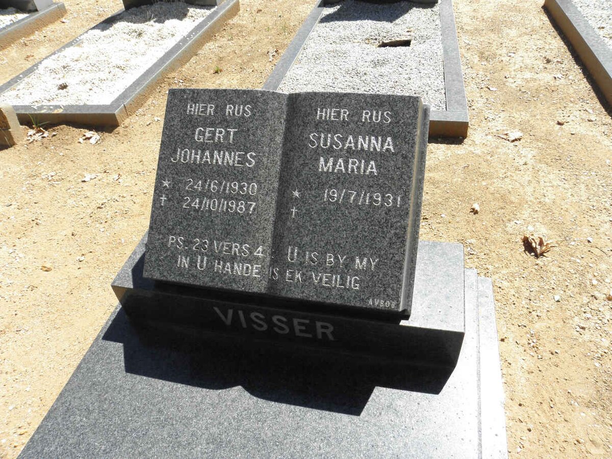 VISSER Gert Johannes 1930-1987 &amp; Susanna Maria 1931-