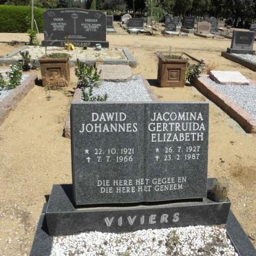 VIVIERS Dawid Johannes 1921-1966 Jacomina Gertruida Elizabeth 1927-1987