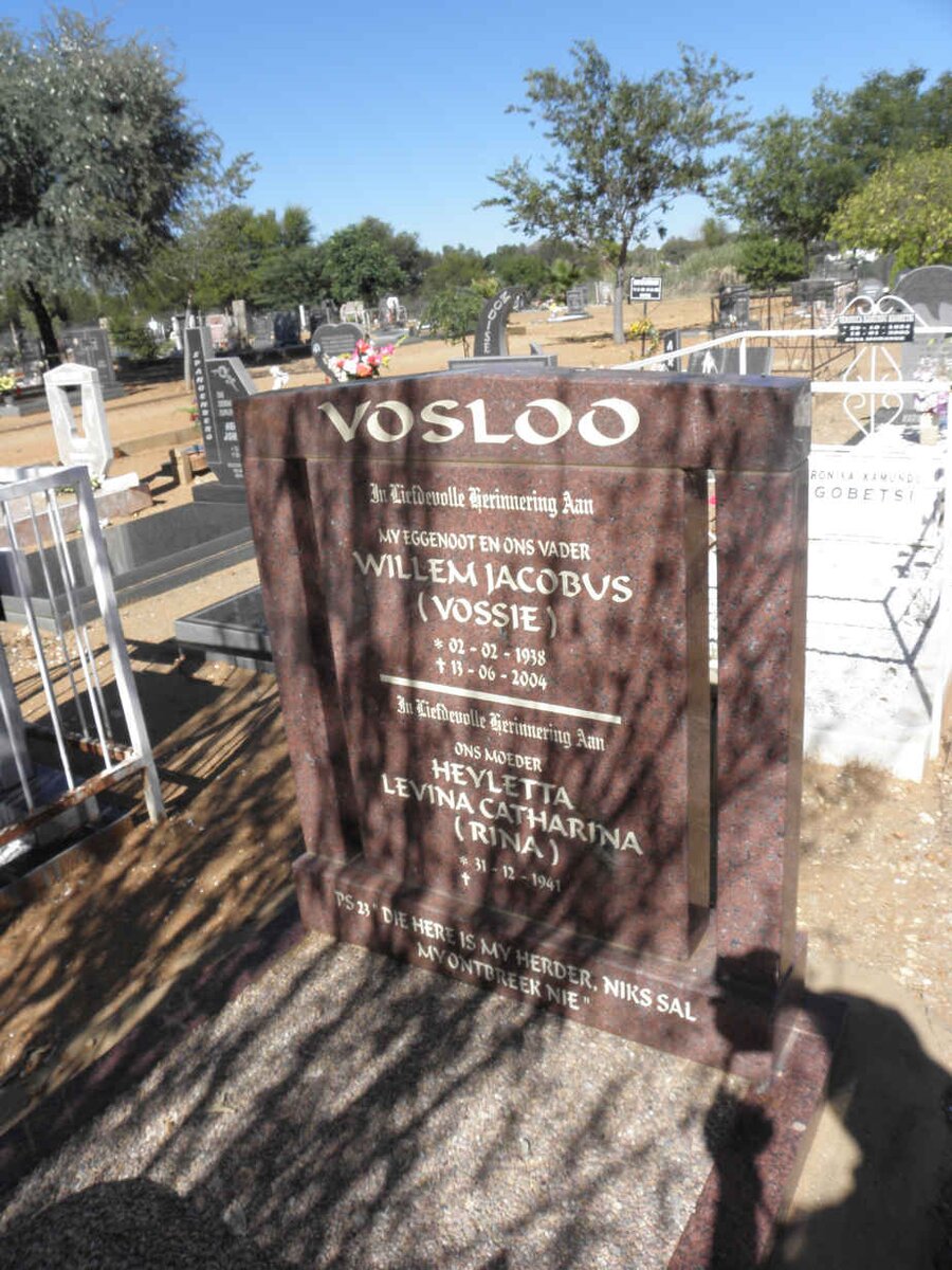 VOSLOO Willem Jacobus 1938-2004 &amp; Heyletta Levina Catharina 1941-