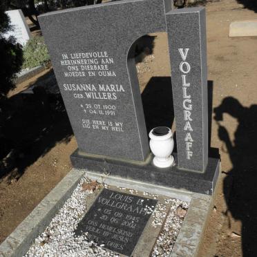 VOLLGRAAFF Susanna Maria nee WILLERS 1900-1991 :: VOLLGRAAFF Louis B. 1945-2002