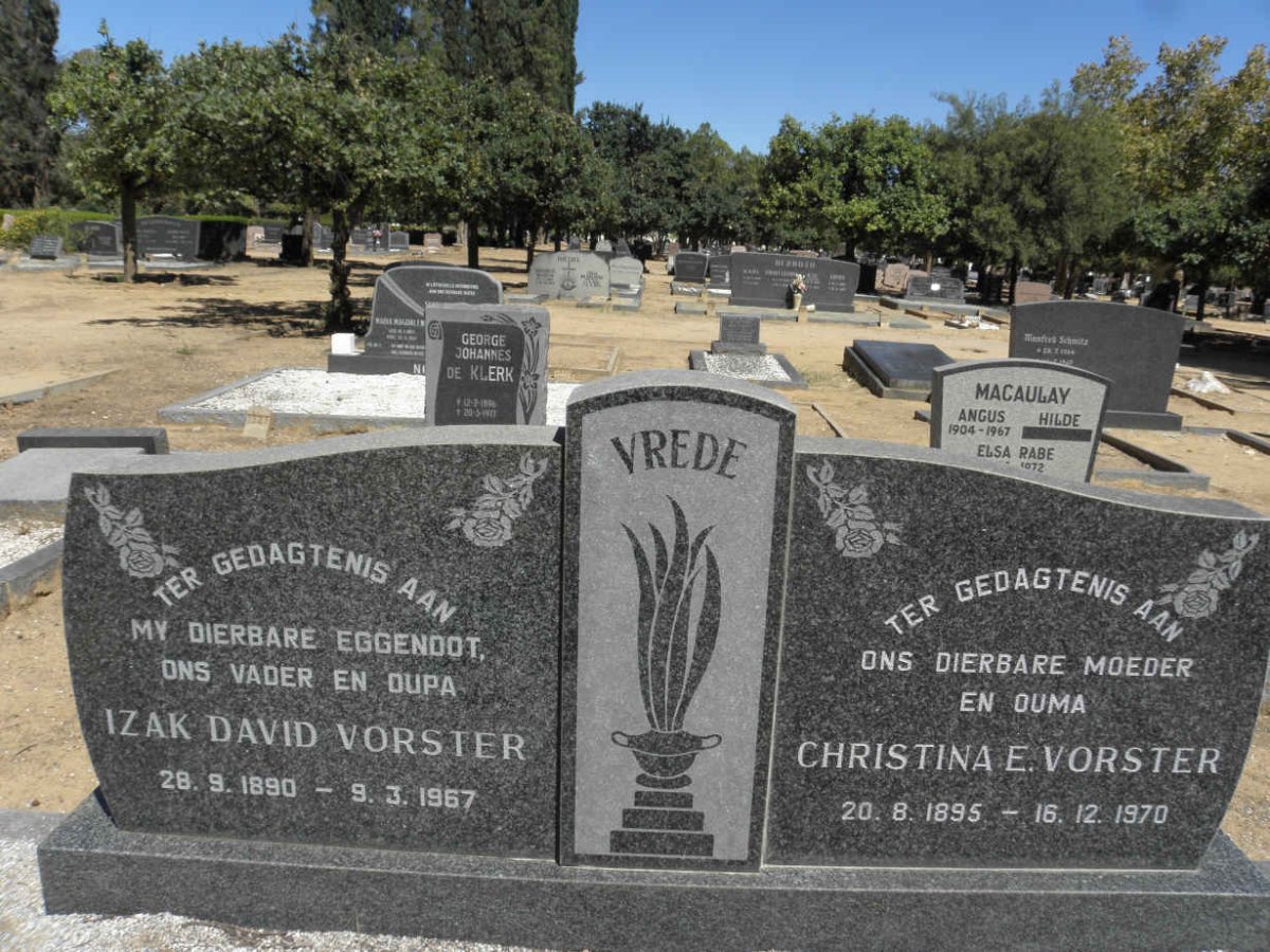 VORSTER Izak David 1890-1967 &amp; Christina E. 1895-1970