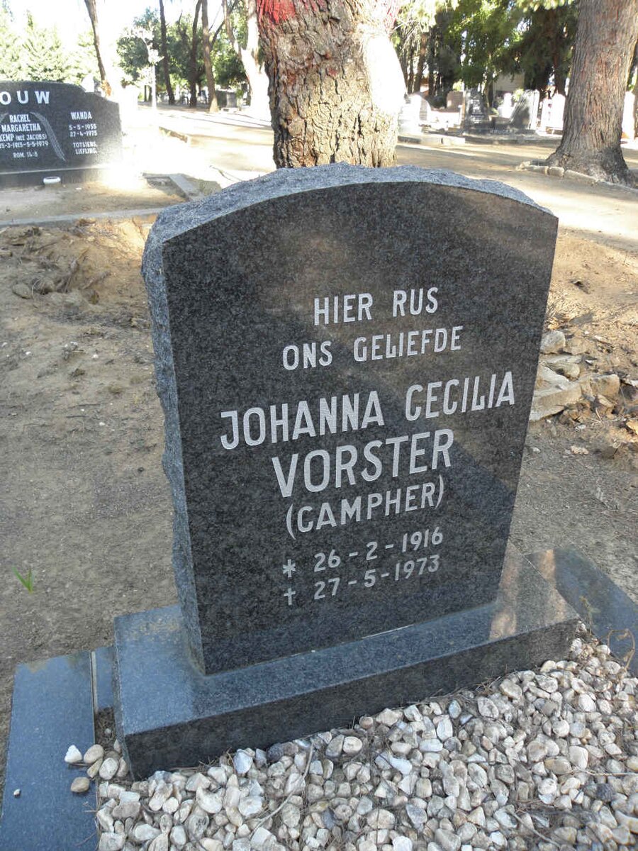 VORSTER Johanna Cecilia nee CAMPHER 1916-1973