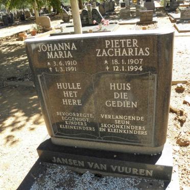 VUUREN Pieter Zacharias, Jansen van 1907-1994 &amp; Johanna Maria 1910-1991