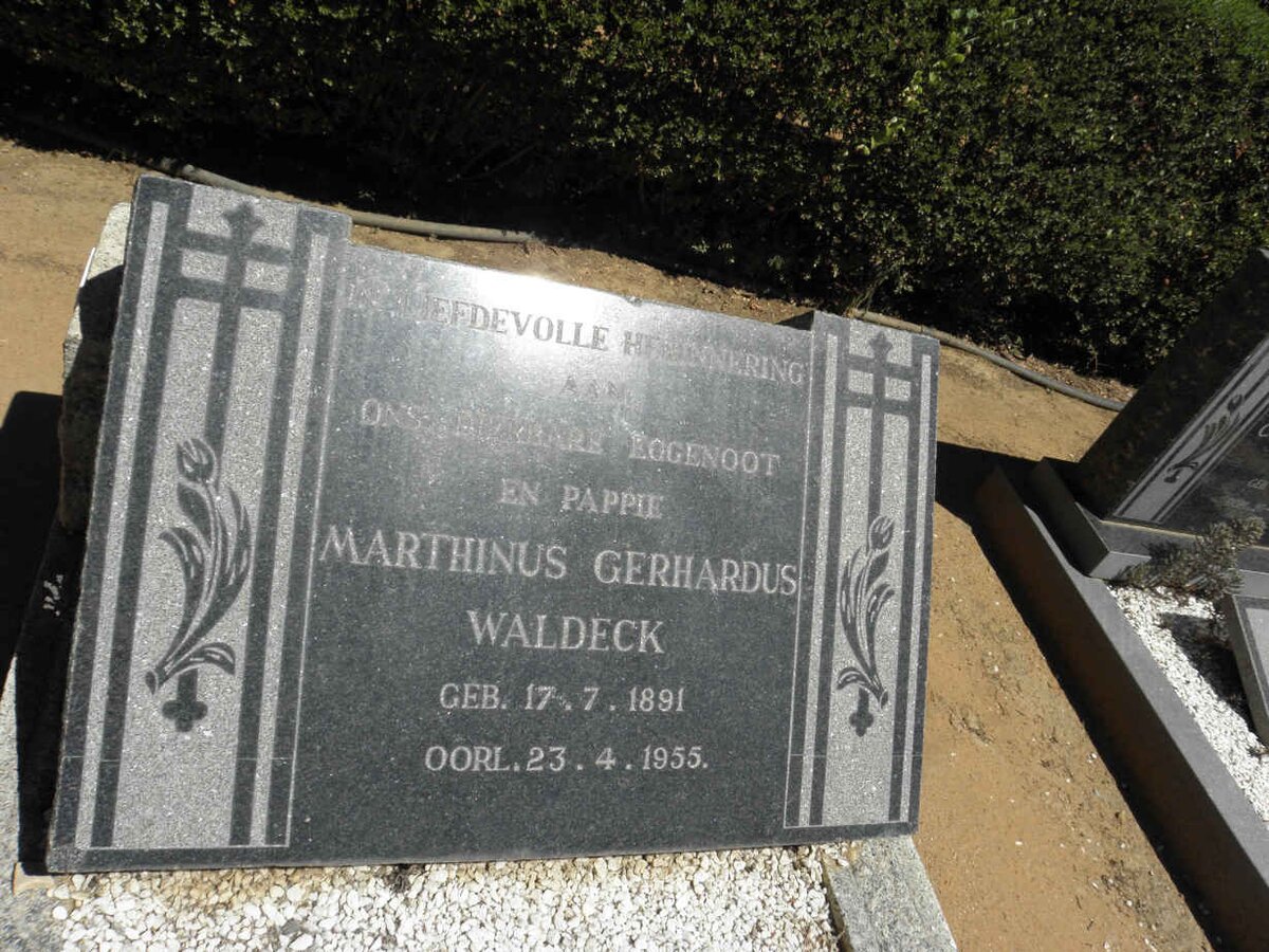 WALDECK Marthinus Gerhardus 1891-1955